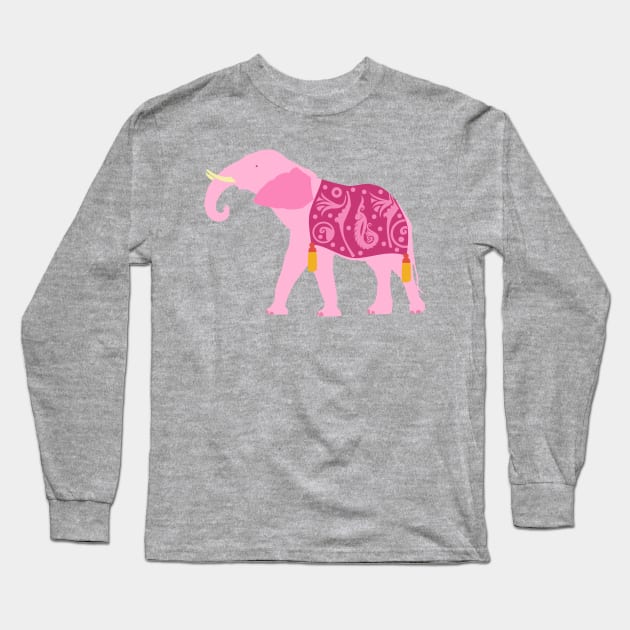 Pink Elephant Long Sleeve T-Shirt by evisionarts